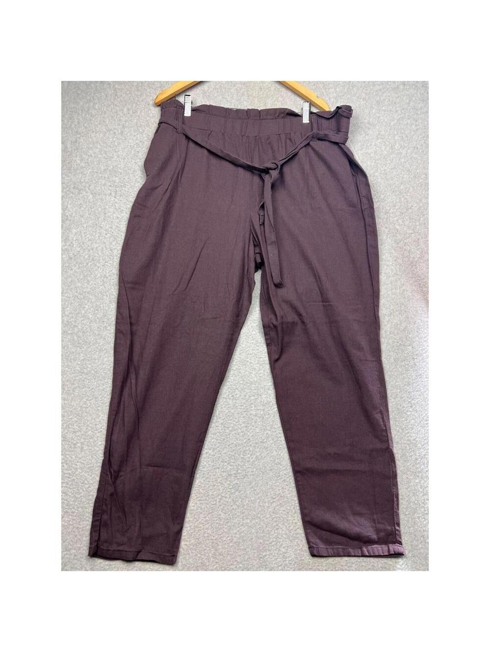 Maurices High Rise Linen Paperbag Waist Ankle Pants Womens XXL Minimalist